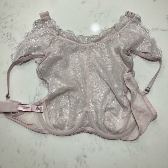 Victoria's Secret Sheer Lace Top in Light Pink - Picture 9 of 14